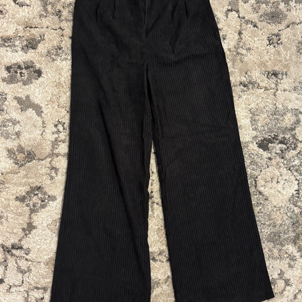 SHEIN Black Corduroy Wide-Leg Pants